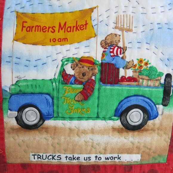 Vintage Handmade Handsewn Bears On Go Micky Mouse Double Sided Cotton Quilt - Picture 4 of 16